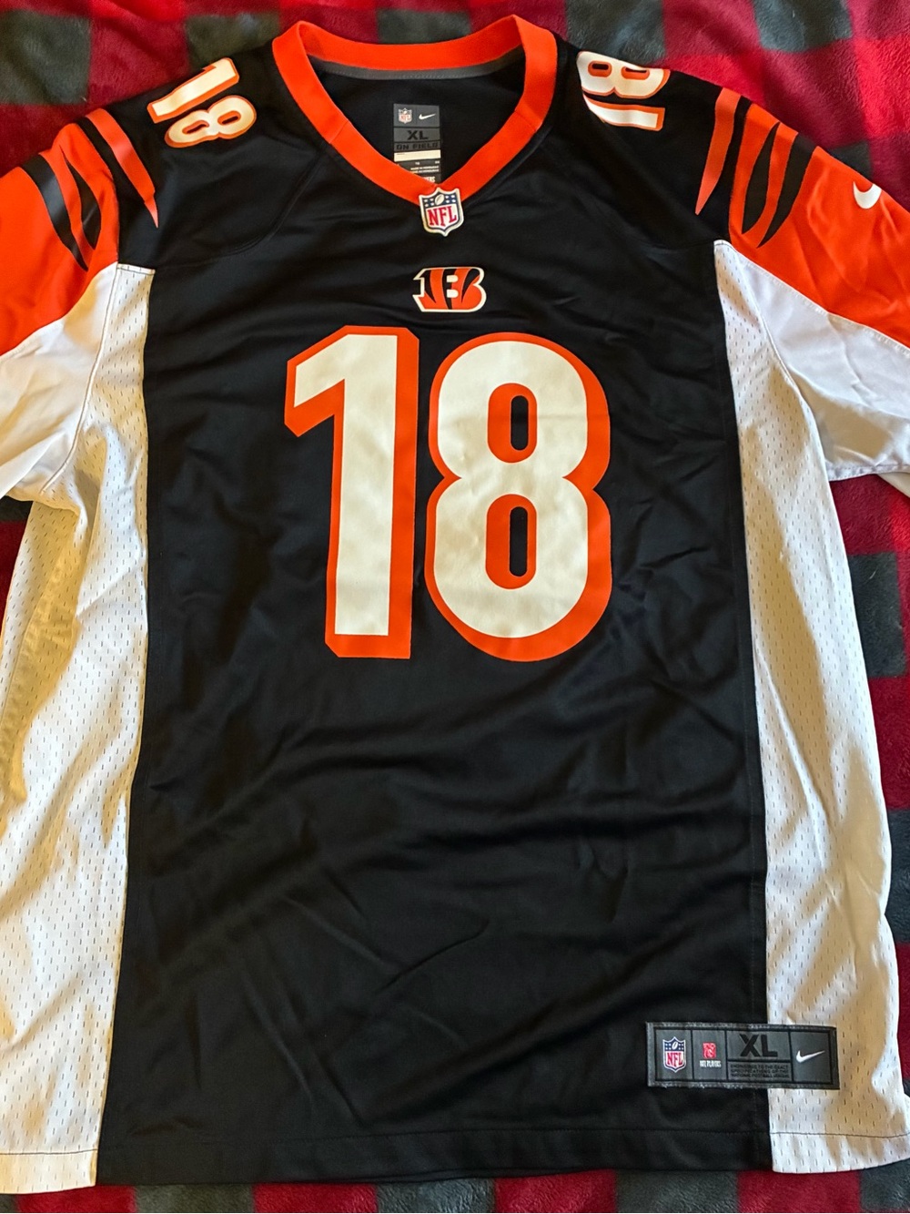 Cincinnati Bengals #18 Menβs Football Jersey - Black & Orange